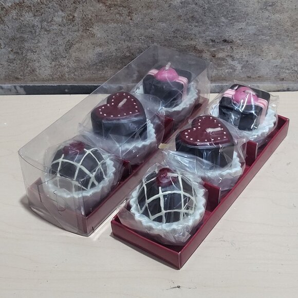 Decorative Truffles Heart Shaped Candy Chocolate Candle Gift Set Set of 2 - Picture 5 of 9